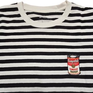 Uniqlo x Andy Warhol Tomato Soup Black & White Striped T-Shirt Size M